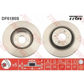 Resim TRW DF6180S Fren Diski Ön Civic VIII Hb Type-R 05- Crv 01-06 Havalı 300Mm 