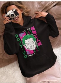 Resim Sevbano Roronoa Zoro One Piece Baskılı Unisex Oversize Anime Karakter Hoo Siyah 
