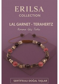 Resim Sertifikalı Terahertz Lal Garnet Doğal Taş Bileklik - Koruma Güç Çok Renkli 