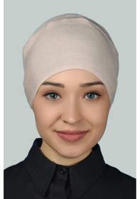 Resim Altobeh Kadın Pratik Dikişsiz Bağcıklı Kaymayan Tesettür Penye Bone - Bej 