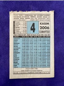 Resim 4 Kasım 2006 Takvim Yaprağı - Nostalji Koleksiyonluk Takvim Yaprağı 