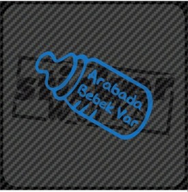 Resim Arabada Bebek Var Hologram Sticker Mavi 