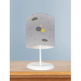 Resim Mekta Home Bebek ve Çocuk Odası Gri Zemin Balonlu Yıldızlı Bulut Desenli Abajur 