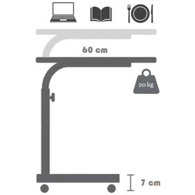 Resim Genel Markalar Yükseklik Ayarlı Dikey Laptop Ve Servis Sehpası - Ceviz (TEKERLİ) Oval Kenar 