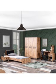 Resim Setay Atlantik Genç Odası - 3 Kapılı Dolap, Karyola, Komodin, Masa 