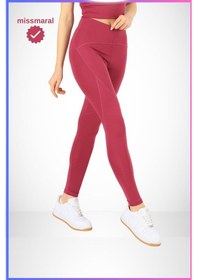 Resim Slim Fit Tayt Yüksek Bel Toparlayıcı Mürdüm Spor Model Flatlock Dikiş Detaylı Oslo 1090 MÜRDÜM 