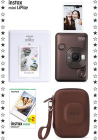 Resim Fujifilm Instax mini LiPlay Deep Bronze Fotoğraf Makinesi 20'li Film Albüm ve Çanta Hediye Seti 
