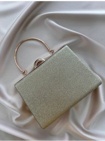 Resim Öznora Kadın Altın Simli Abiye, Clutch Gece Çantası Std 