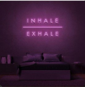 Resim Inhale Exhale Yazılı Neon Tabela Pembe 