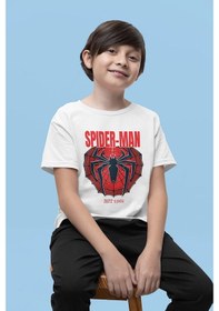 Resim Sevbano Unisex Spider-man Baskılı Örümcek Adam Çizgi Film Çocuk Tişört 1 Beyaz 