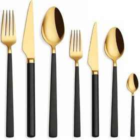 Resim Arsel Alize Gold Black Siyah 84 Parça Çatal Kaşık Bıçak Seti Kutulu 304 Kalite Paslanmaz Çelik Gümüş 