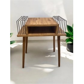 Resim Akıs Home Plak ve Pikap Sehpası 2 Li Atlantik Çam Ahşap Ayaklı 