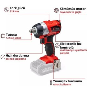 Resim Einhell TP-CW 18 Li Bl Akülü Somun Sıkma Makinesi + 1 X 4 Ah Akü Çantalı 