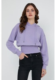 Resim Kadın Karbon Fırçalı 3 İplik Oversize Sweatshirt Lila 
