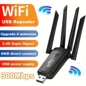 Resim OEKE-1 WiFi USB Repetörü 4 Anten ile - 2.4GHz Kablosuz Genişletici, 300Mbps Veri Hızı, 2.4G Süper Sinyal, SSID Direkt Bağlantı, Ev ve Ofis Kullanımı İçin İdeal, Ofis Wi-Fi Aksesuarı | Şık Siyah Tasarım | USB Güçlü Amplifikatör, WiFi Sinyal Yükseltici 
