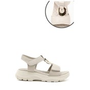 Resim Gönderi R Bej Cırt Bantlı Dolgu Topuk Toka Detaylı Comfort Sandalet Bej 