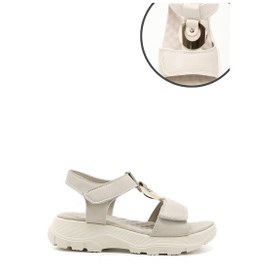Resim Gönderi R Bej Cırt Bantlı Dolgu Topuk Toka Detaylı Comfort Sandalet Bej 