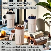 Resim Sıcaklık göstergeli 1 X 410ml 316 Paslanmaz Çelik Seyahat Kupa - Vakum yalıtımlı Kahve Kupa, Tüm Mevsimler İçin İdeal, Her Durum İçin Mükemmel Hediye 