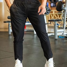 Resim Erkekler için Spor Jogger Pantolon - Nefes Alabilen Polyester, Esnek Bel Bantlı ve İp Detaylı, Siyah, Jimnastik, Koşu ve Günlük Kullanım İçin Uygun 