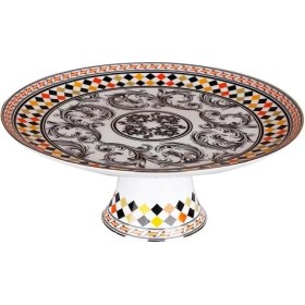 Resim LuckyArt Lucky Art Margery Bone Porselen Barok Desenli Ayaklı Pasta & Kek Standı 26X11 cm Lyhd 545 