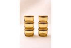 Resim Feyza Design 6'lı Bambu Kapaklı Cam Kahvaltılık Kase Seti, Şık ve Pratik Tasarım 