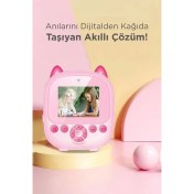 Resim Dijital Video Fotoğraf App Destekli Çocuk Kamerası Termal Resim Kağıt Baskılı Yazıcı Pembe - Lisinya 