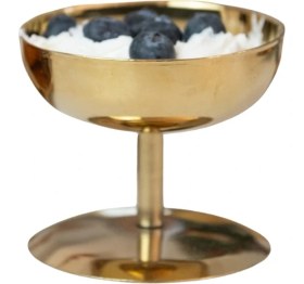 Resim Beige & Stone Gold Yüksek Ayaklı 8 Cm Dondurma Lokum Tatlı Kahvaltılık Sunum Kase 