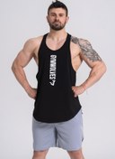 Resim Gymwolves Erkek Spor Atleti Siyah | Workout Tanktop | Comfortable Serisi 