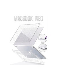 Resim Macbook Neo 13 İnç A3404 Uyumlu Kılıf Kristal Kapak Şeffaf Parlak Tam Koruma Alt Üst Koruyucu 