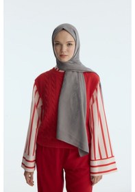 Resim Mirsoy Scarf İpeksi Jakar Şal Kırlangıç Desen Koyu Gri 