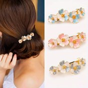 Resim Şık Çiçekli Emaye Saç Tokası - Vintage Esintili Alaşım Barrette, Kadınlar için Altın Vurgulu Çok Renkli Çiçekler | Şık Pastel Çiçekli Bahar Klipsi, Şık Saç Modelleri için Sevimli Saç Tokaları 
