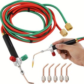 Resim Altın ve Gümüş Takı Tamirleri için Uygun, Mikro Bağlama İşleri için Esnek Hortumlu Güvenli Kullanım - 5 Telli Çok Fonksiyonlu Mini Takı Kiti Hassas Kaynak Aleti 