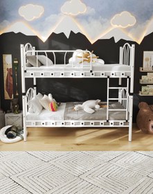 Resim ARGİMO Bella Genç Çocuk Yatak Odası Metal Ranza Ve Karyola 90x200 Beyaz 