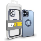 Resim CepStok Apple iPhone 12 Kılıf Şeffaf Kamera Lens Koruyuculu Kenar Renkli Yumuşak Silikon 