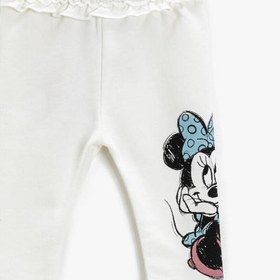 Resim Kız Bebek Minnie Mouse Baskılı Tayt Beli Fırfırlı 
