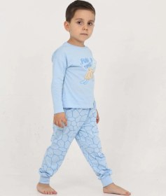 Resim Toontoy Kids Toontoy Erkek Çocuk Kaplumbağa Baskılı Pijama Takım Mavi 