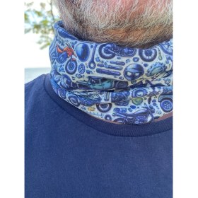 Resim Boyunluk Bandana Araba ve Motorsiklet Figürlü Desenli Buff 