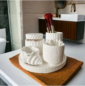 Resim stone powder decorative Dekoratif Şık Makyaj Masası Beton Organizer Set 