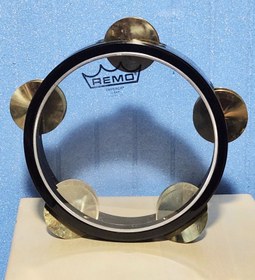 Resim Remo Skin Tef Tambourine Riq Marine W / Punched Cymbals 