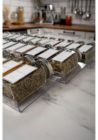 Resim 36'lı Şeffaf Pleksi Standlı Cam Baharatlık Seti Kapaklı Beyaz Etiketli Baharatlık Mh02slvr36 Beyaz - Şeffaf 