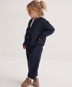 Resim Unisex Çocuk Dökümlü Pamuklu Beli Lastikli Pantolon Lacivert - 2-3 Yaş 
