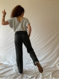 Resim FAMOMFASHION Crop Bluz Arka V Yaka 