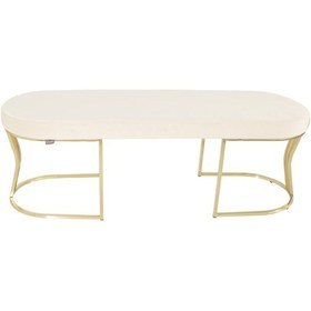 Resim Viego Gold Smooth- Beyaz Kapitoneli Model Puf & Bench & Koltuk- Oturak-uzun Makyaj Puff-yatak Odası Ucu &önü 