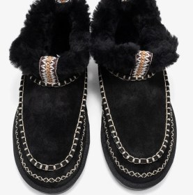 Resim Luvi Shoes Darel Siyah Süet Hakiki Deri Dikişli Kürklü Kadın Kısa Bot Siyah Süet 