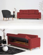 Resim Velura Home & Living Nola Koltuk Takımı 3+1 & Bazalı Yataklı Koltuk & Kanepe - Keten 