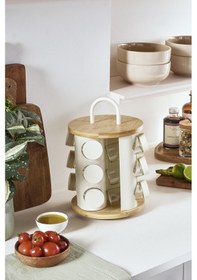 Resim Karaca Alya Dönen Standlı 12'li Baharat Takımı Krem Krem 