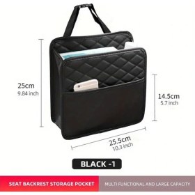 Resim Hightower Siyah Çok Amaçlı Araç Koltuğu Depolama Çantası Pu Deri Çöp Saklama Torbası 