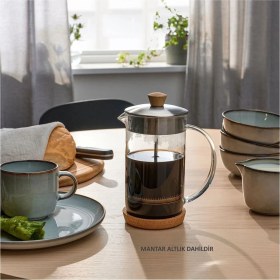 Resim Feyza Design Paslanmaz Çelik, Cam ve Bambu French Press 1 Litre, Demleme Kolaylığı 