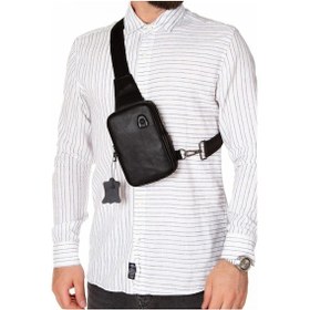 Resim Newish Polo Erkek Hakiki Deri Göğüs Ve Omuz Çantası New089 Siyah 