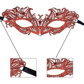 Resim Kırmızı Dantel Masquerade Maskesi 5 No 